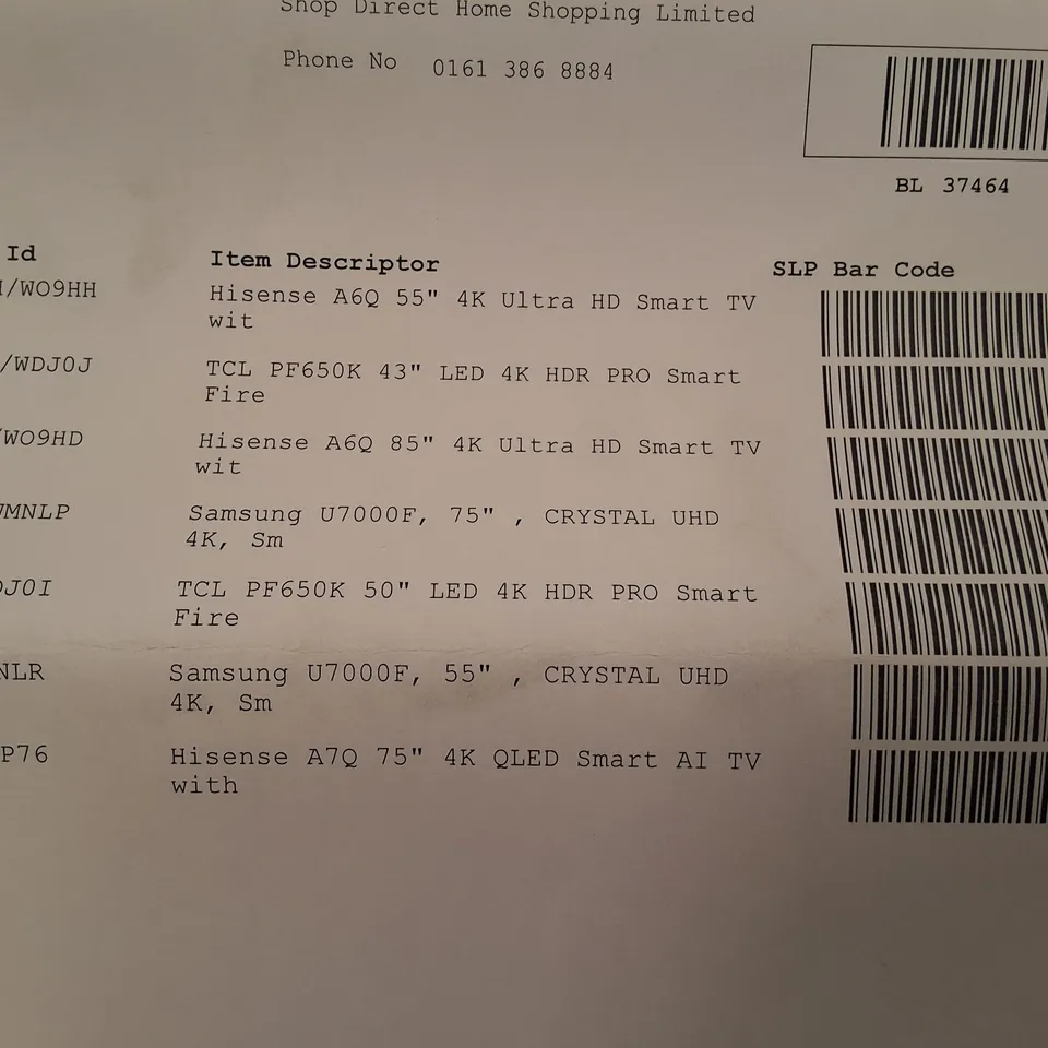 PALLET CONTAINING 7 ASSORTED DAMAGED TVS