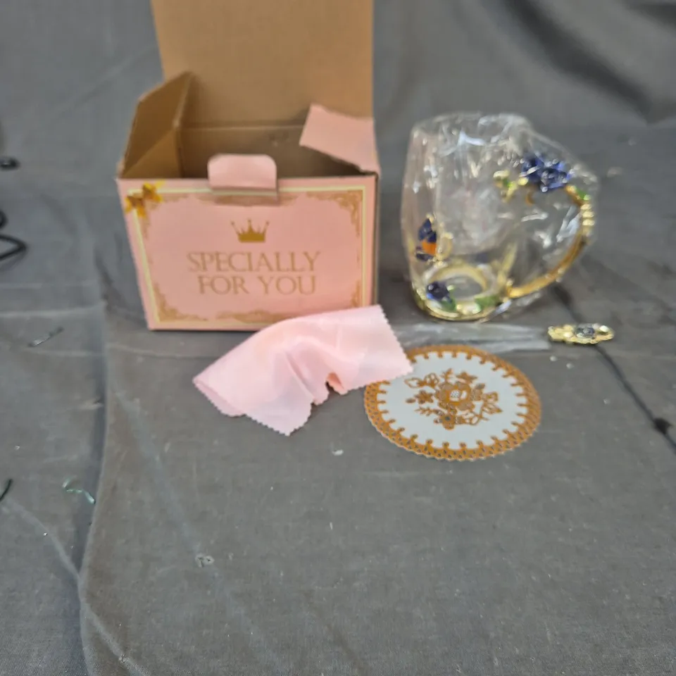 DECORATIVE GLASS TRINKET JAR WITH LID – PINK 'SPECIALLY FOR YOU' GIFT BOX 