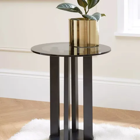 MODA ROUND PEDESTAL GLASS TOP SIDE TABLE - COLLECTION ONLY
