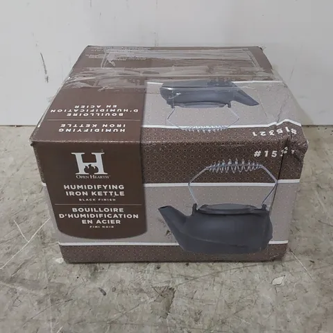 BOXED OPEN HEART FIREPLACE CAST IRON TEA POT BLACK