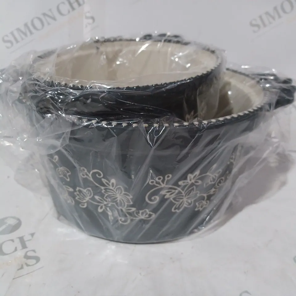 TEMP-TATIONS CERAMIC ROUND CASSEROLE BAKERS GREY