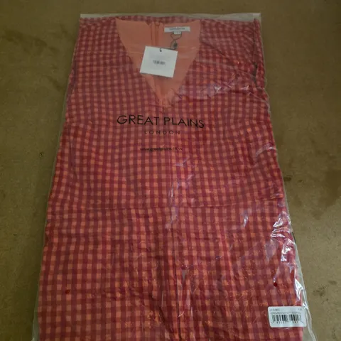 GREAT PLAINS TUNIS CHECK V NECK DRESS - 12