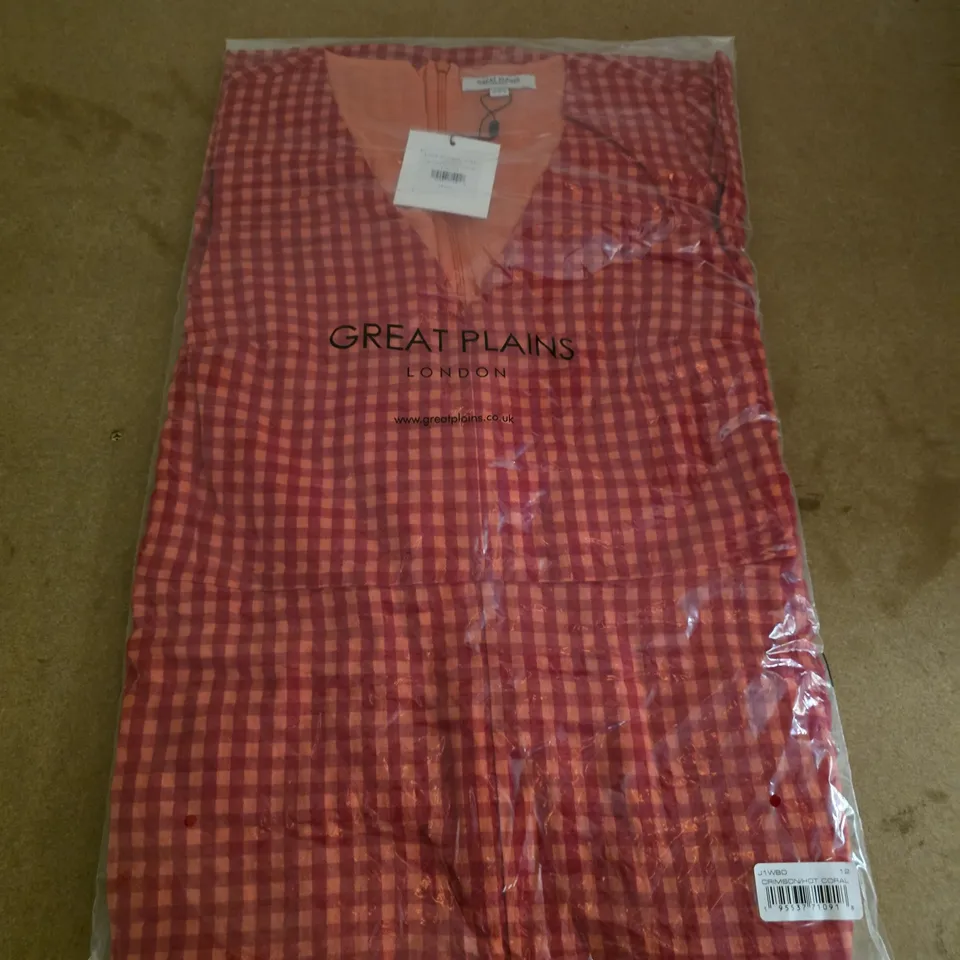 GREAT PLAINS TUNIS CHECK V NECK DRESS - 12