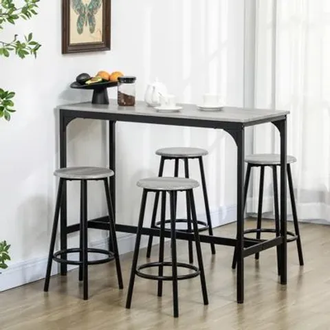 BOXED HOMCOM BAR TABLE SET - GREY (1 BOX)