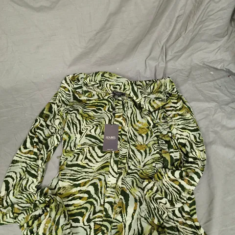 IZABEL LONDON WOMEN'S ZEBRA PRINT SHIRT β GREEN, SIZE M