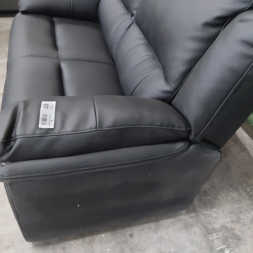 DESIGNER TWO SEATER SOFA BLACK FAUX LEATHER 