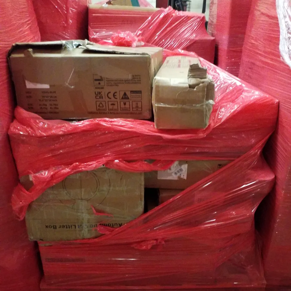 PALLET CONTAINING ASSORTED PRODUCTS INCLUDING AUTOMATIC CAT LITTER BOX, OFFICE CHAIR & BABY PLAYPEN