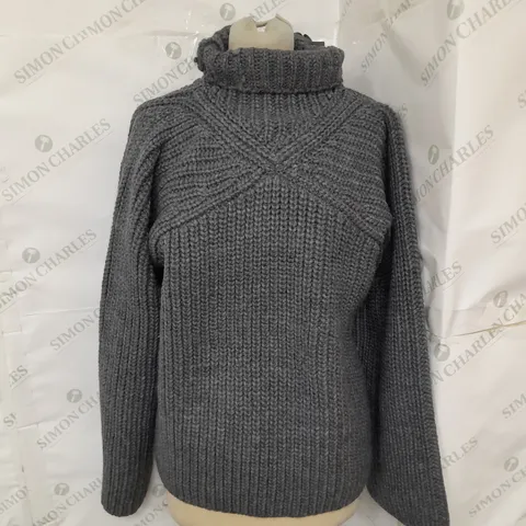 MINT VELVET CHUNKY STITCH JUMPER IN GREY SIZE M