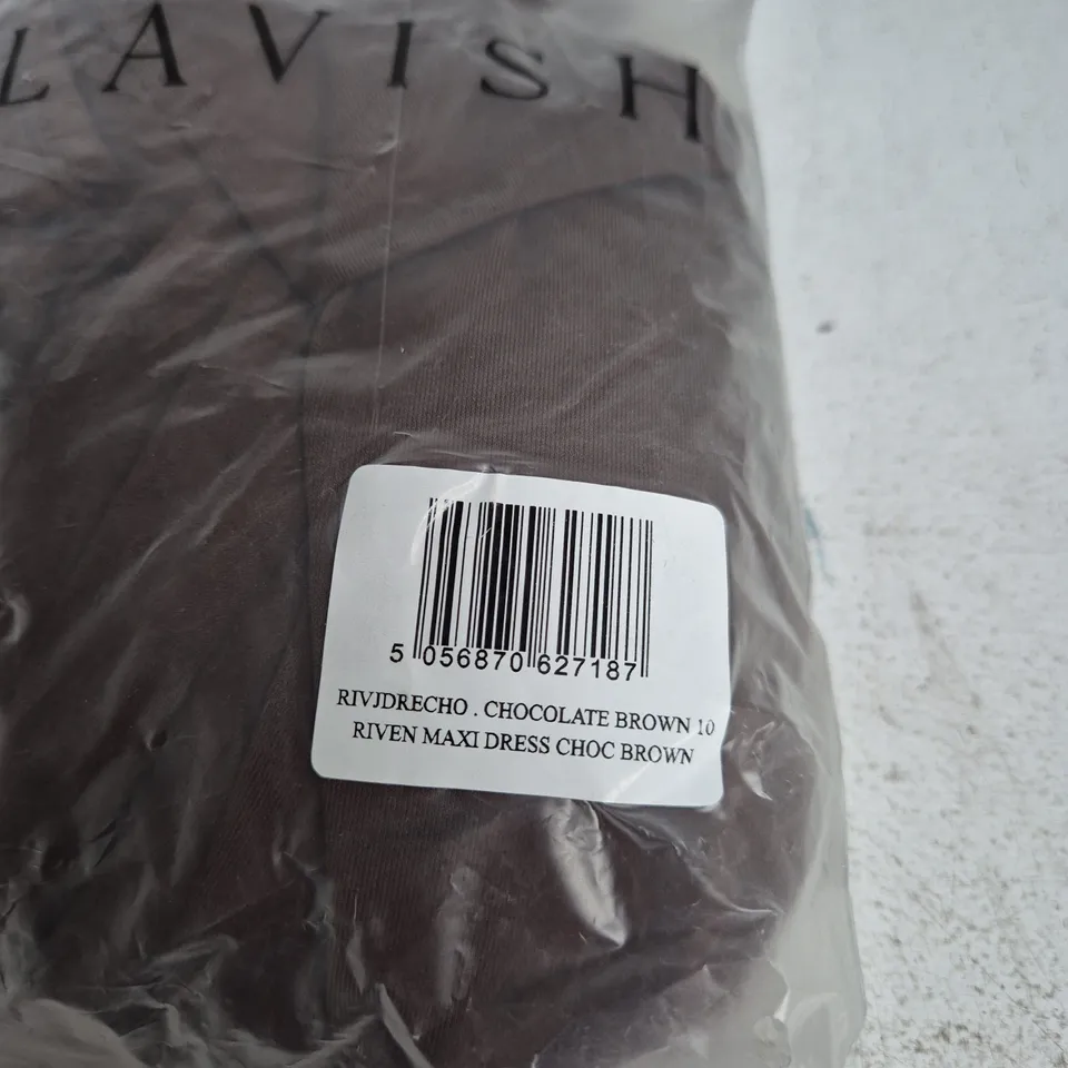 BAGGED PRETTY LAVISH CHOCOLATE BROWN MAXI DRESS – RIVEN MAXI DRESS (CHOC BROWN) - SIZE 10