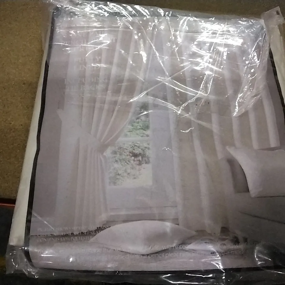 BAGGED HADLEY PENCIL PLEAT ROOM DARKENING CURTAINS CREAM 