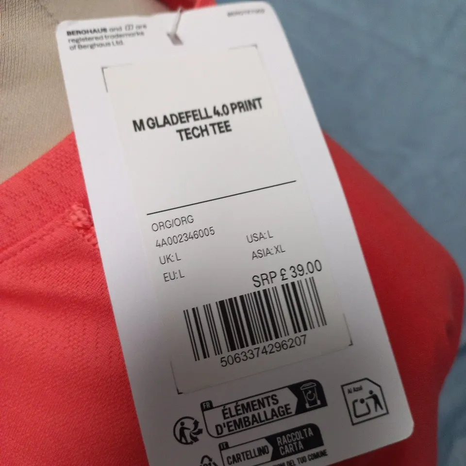 BERGHAUS MENS GLADEFELL 4.0 PRINT TECK TEE - UK L
