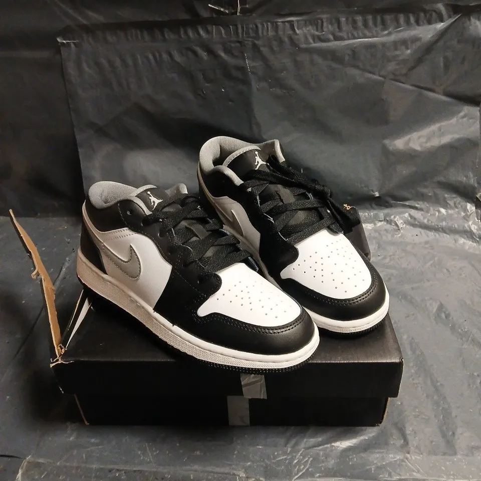 NIKE AIR JORDAN 1 LOW SNEAKERS – BLACK/WHITE/GREY, BOXED UK 4