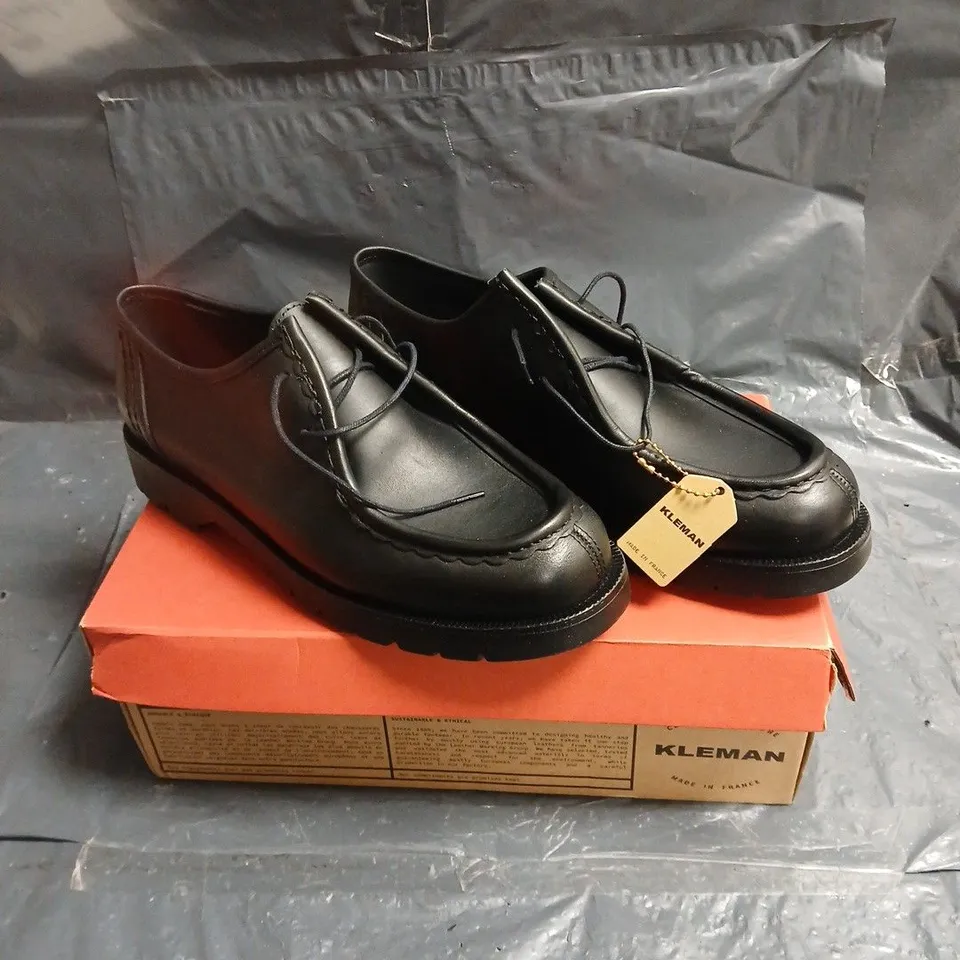 KLEMAN BLACK LEATHER LACE-UP SHOES – MADE IN FRANCE SIZE EU 44