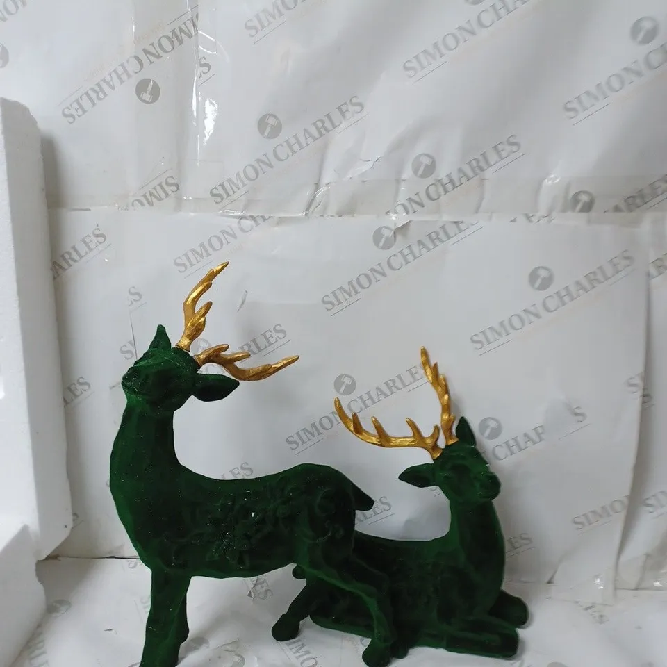 BOXED ALISON CORK SET OF 2 VELVET HENRY STAGS