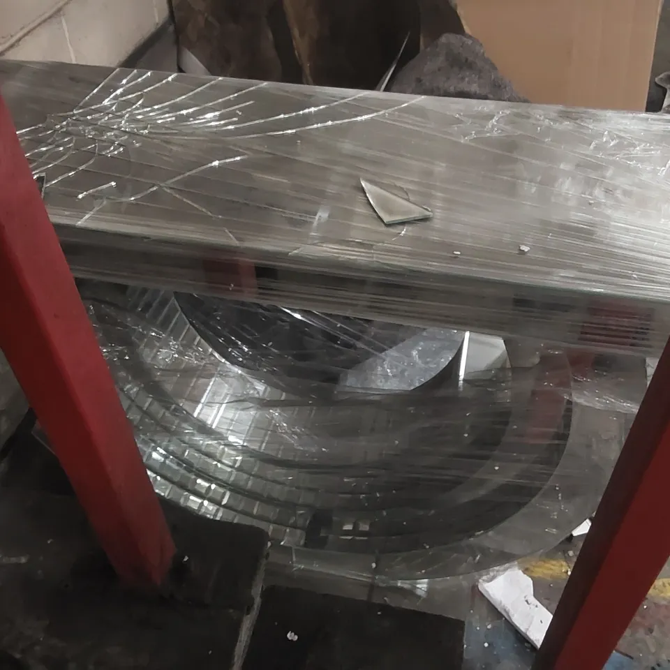 DAMAGED DESIGNER GLASS CONSOLE TABLE