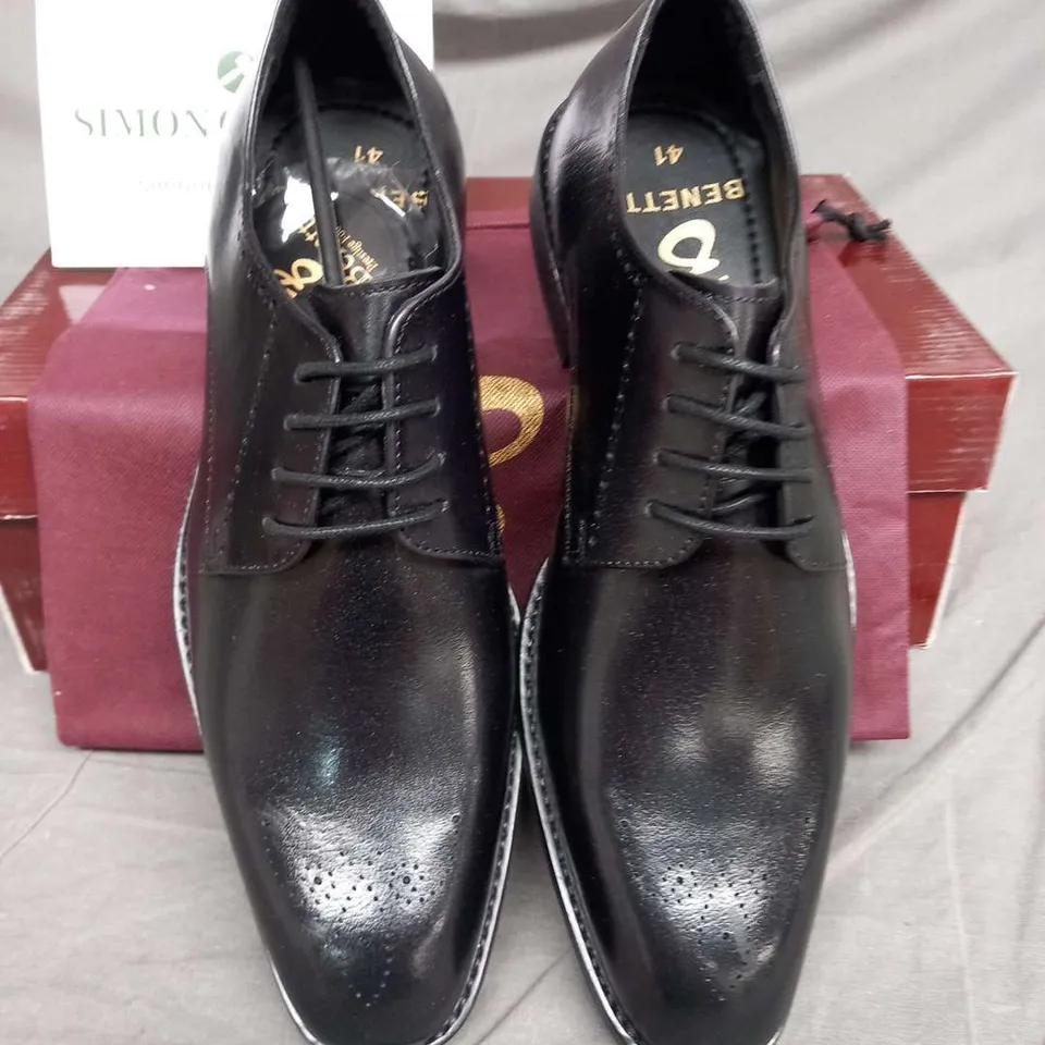 BRAND NEW BOXED BENETTI THOMAS BLACK LEATHER SHOES SIZE 41