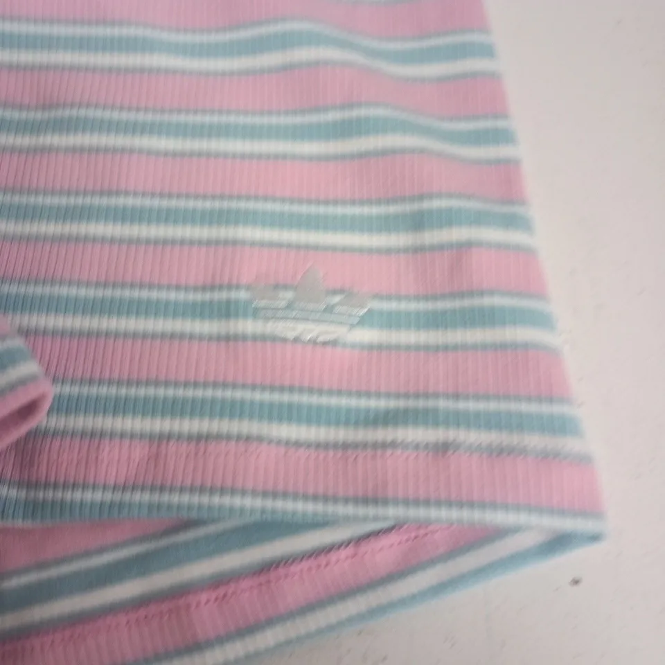 ADIDAS STRIPED KNIT SHORTS– WOMEN’S, UK 16-18 – PINK & BLUE