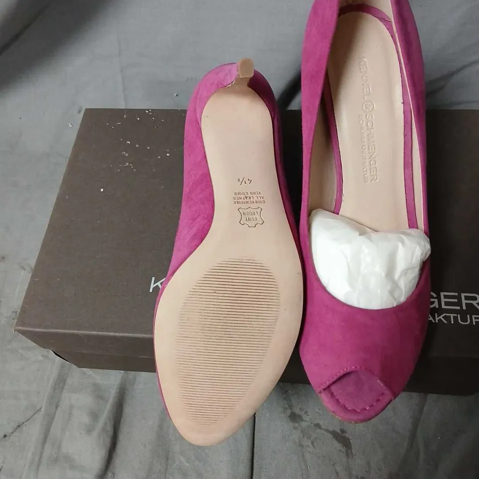 KENNEL & SCHMENGER PINK SUEDE PEEP-TOE HIGH HEEL, UK 4.5