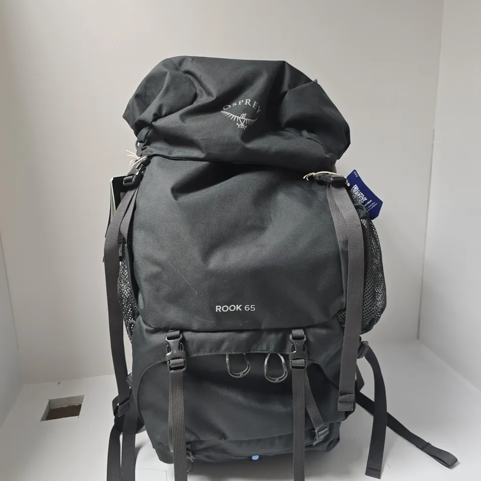 OSPREY ROOK 65 BACKPACK, 65L, BLACK - DAMAGED 
