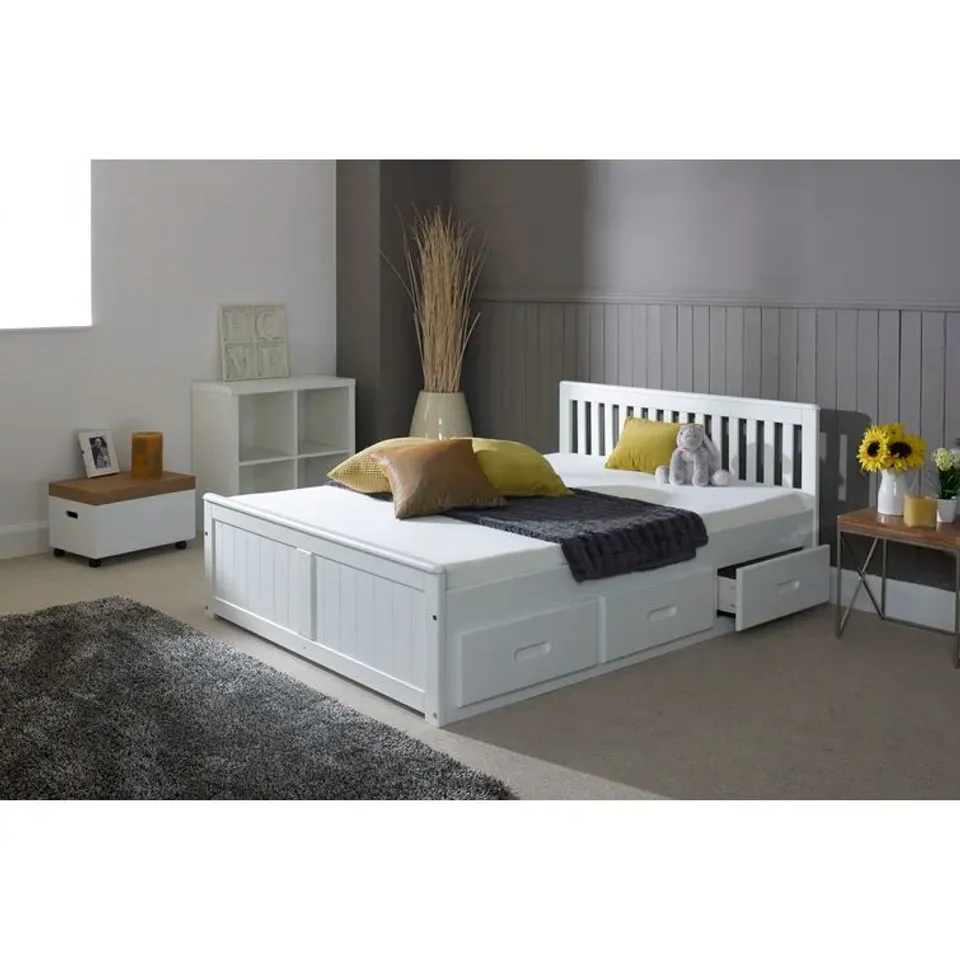 BOXED RIDGECREST BED FRAME WHITE // SIZE: 4FT (2 BOXES)
