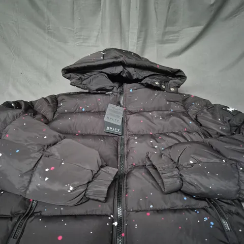 NVLTY LONDON PAINT SPLAT PADDED COAT SIZE S