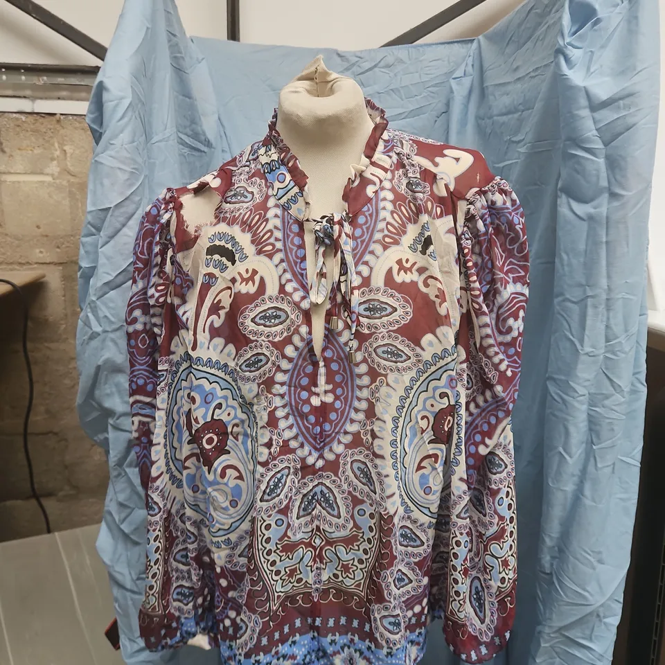 RIVER ISLAND WOMEN'S PAISLEY PRINT BLOUSE, UK 18