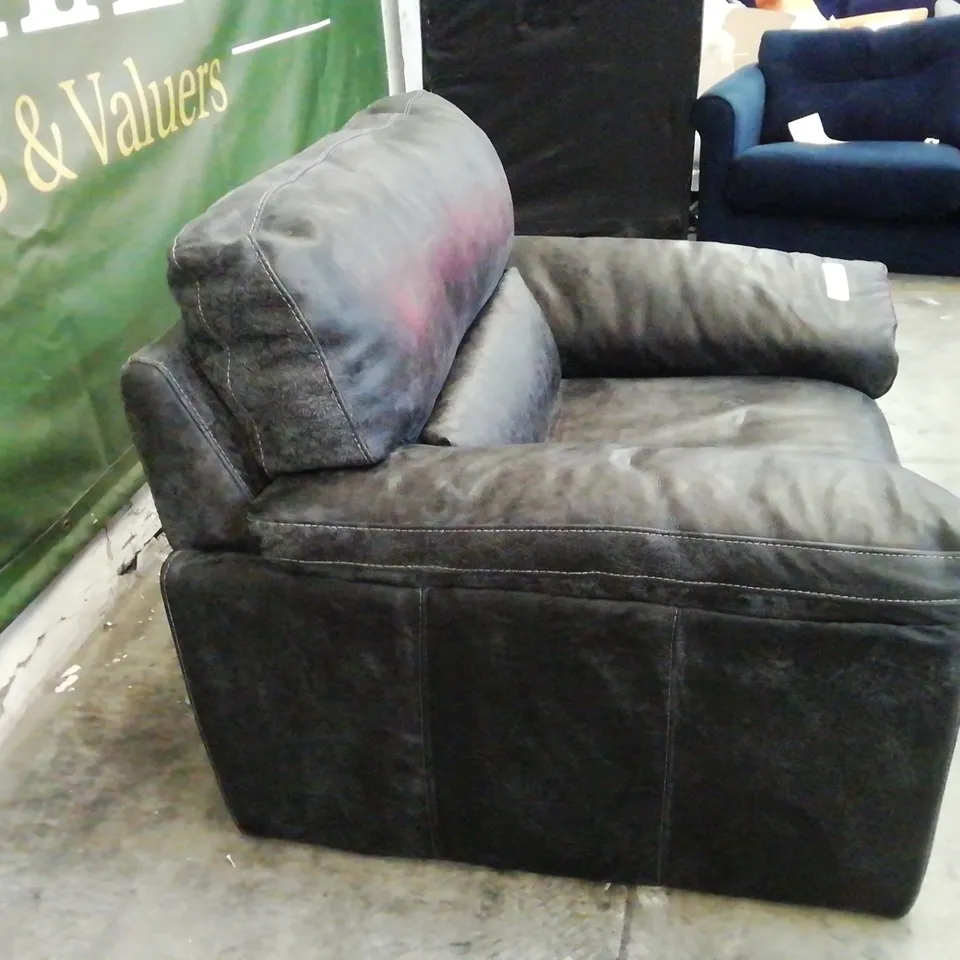 DESIGNER SOFOLOGY SANTINO DARK GREY LEATHER ARMCHAIR