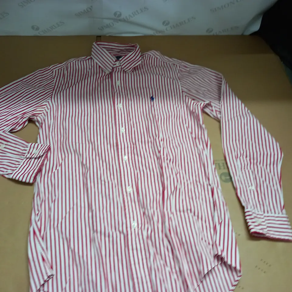 RALPH LAUREN RED WHITE STRIPED SHIRT - S