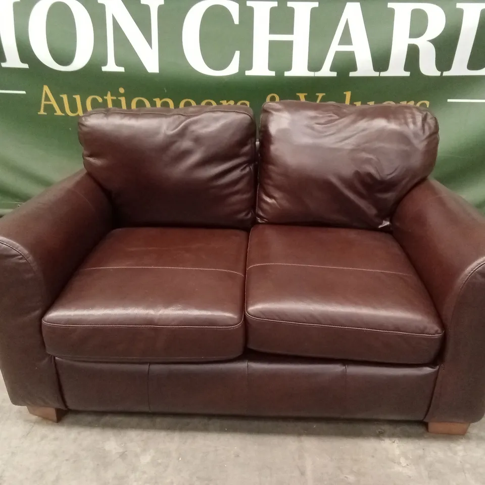 BAILEY 2 SEATER LEATHER SOFA - CHOCOLATE RRP £949