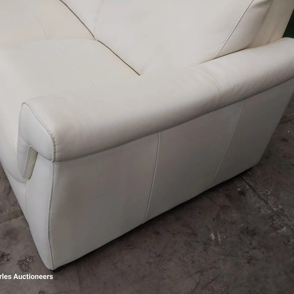QUALITY ITALIAN DESIGNER ADRIANO THREE SEATER SOFA WHITE LEATHER 