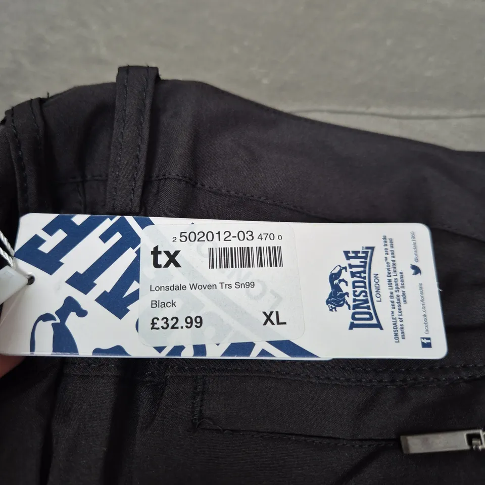 LONSDALE BLACK TRACK PANTS – MEN'S XL