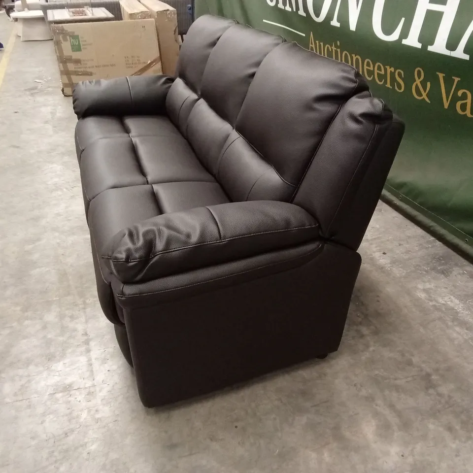 ALBION LUXURY FAUX LEATHER HIGH BACK 3 SEATER SOFA - CHOCOLATE RRP £599