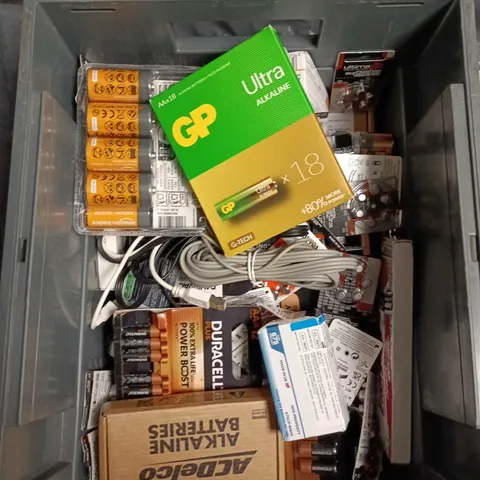 BOX OF ASSORTED BATTERIES INCLUDING HEARING AID BATTERIES, AA, AAA 