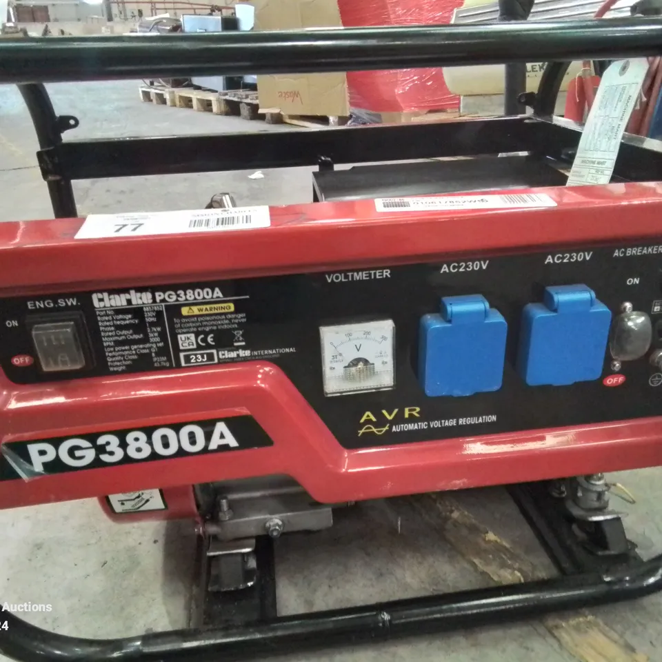 CLARKE POWER PG3800A 3KVA 230V PETROL GENERATOR