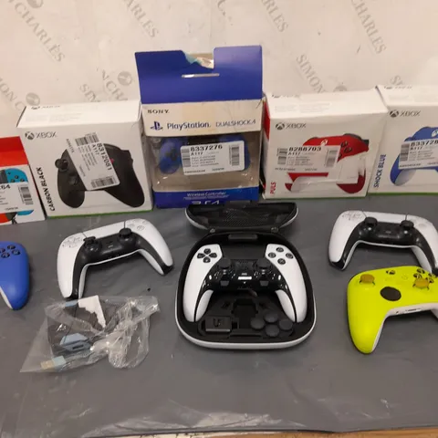 10 ASSORTED GAMING CONTROLLERS TO INCLUDE PLAYSTATION, XBOX, AND NINTENDO