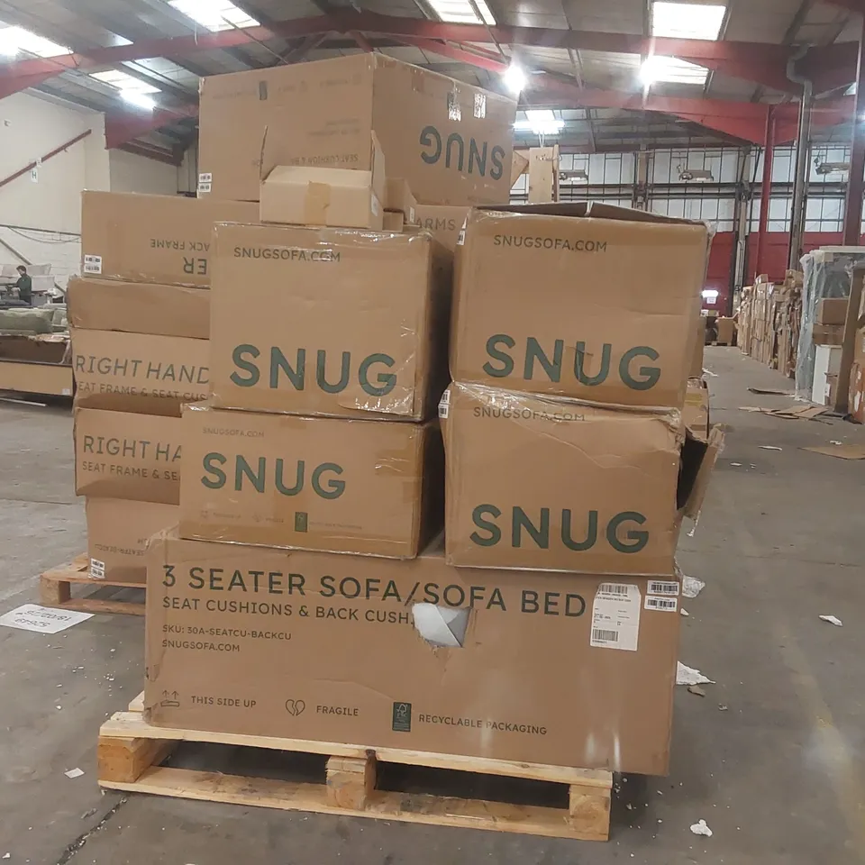 PALLET CONTAINING A LARGE QUANTITY OF ASSORTED SNUG SOFA PARTS