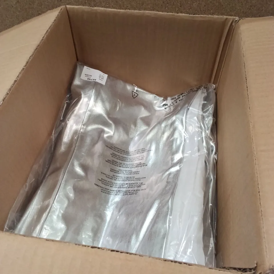 BOXED BRAND NEW APPROXIMATELY 13 JD WILLIAMS PU STRAIGHT TROUSERS, SILVER, SIZE 16 (1 BOX)