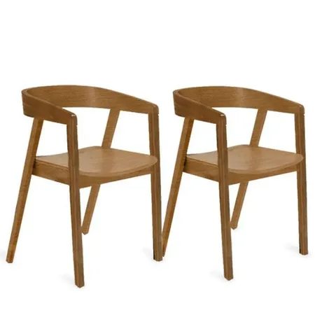 BOXED ELLA OAK WOOD DINING ARMCHAIRS - SET OF 2 (1 BOX)