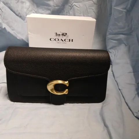 COACH BLACK PEBBLED LEATHER HANDBAG WITH GOLD-TONE C BUCKLE – BOXED