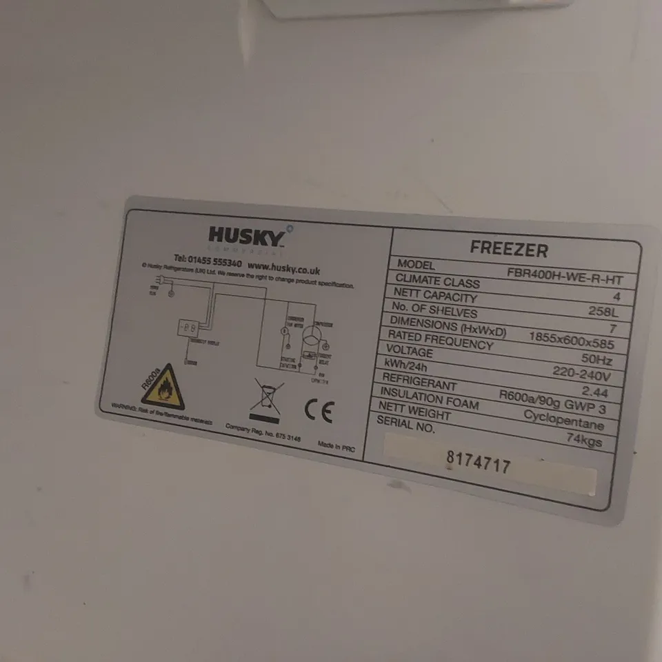 HUSKY FBR400H-WE-R-HT COMMERCIAL UPRIGHT STORAGE FREEZER