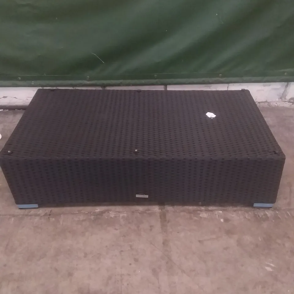 RATTAN EFFECT GARDEN COFFEE TABLE BLACK