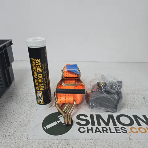 BOX OF APPROXIMATELY 5 ASSORTED ITEMS INCLUDING LCB EXTREME PERFORMANCE MPL MOLY GREASE