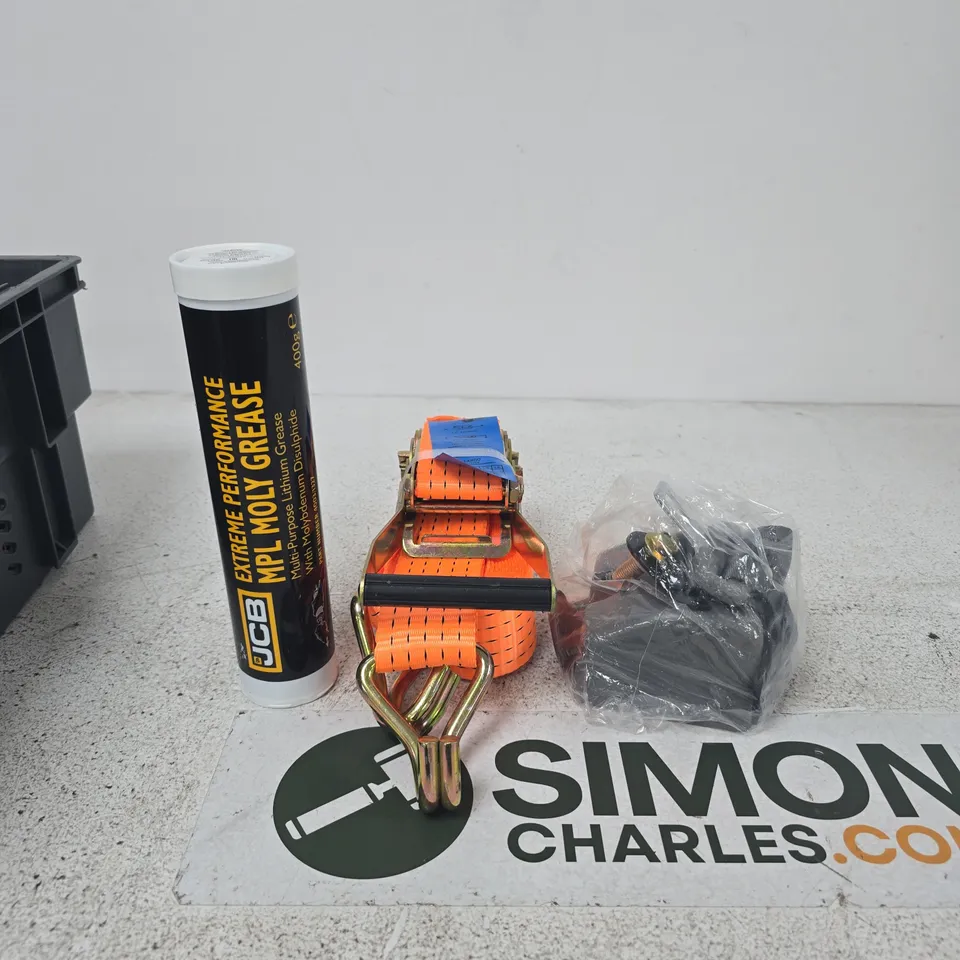 BOX OF APPROXIMATELY 5 ASSORTED ITEMS INCLUDING LCB EXTREME PERFORMANCE MPL MOLY GREASE