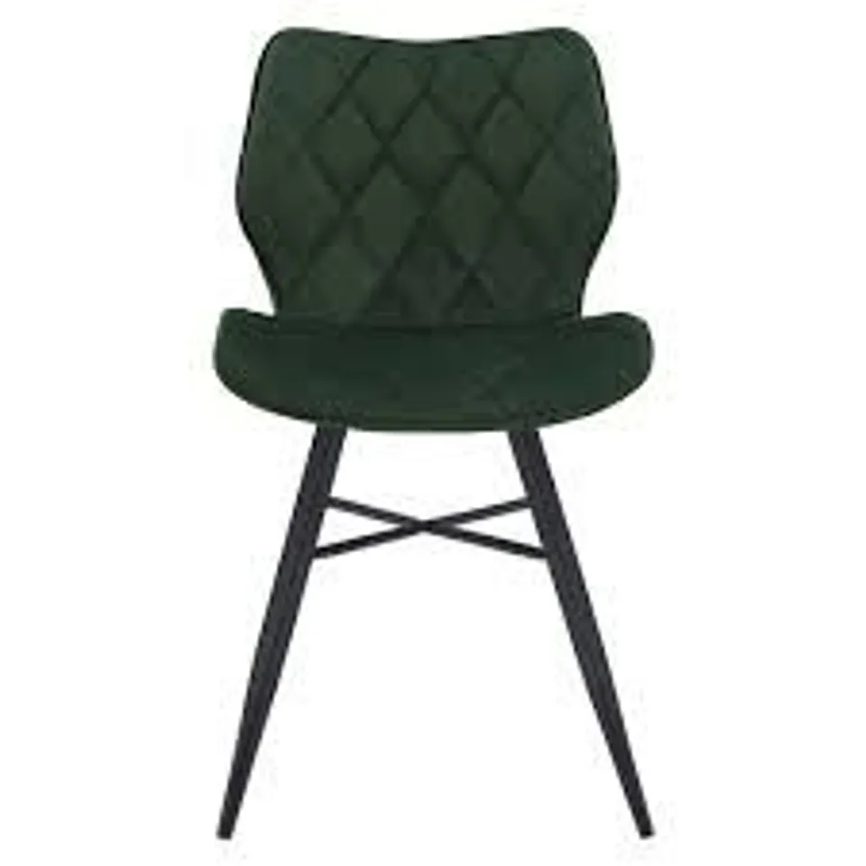 BOXED VELVET DIAMOND-STITCHED DINING CHAIR (SET OF 2) - DARK GREEN (1 BOX)