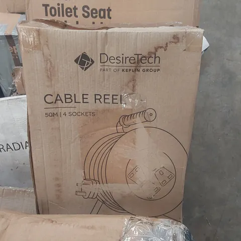 BOXED DESIRETECH 50m 4 SOCKET CABLE REEL 