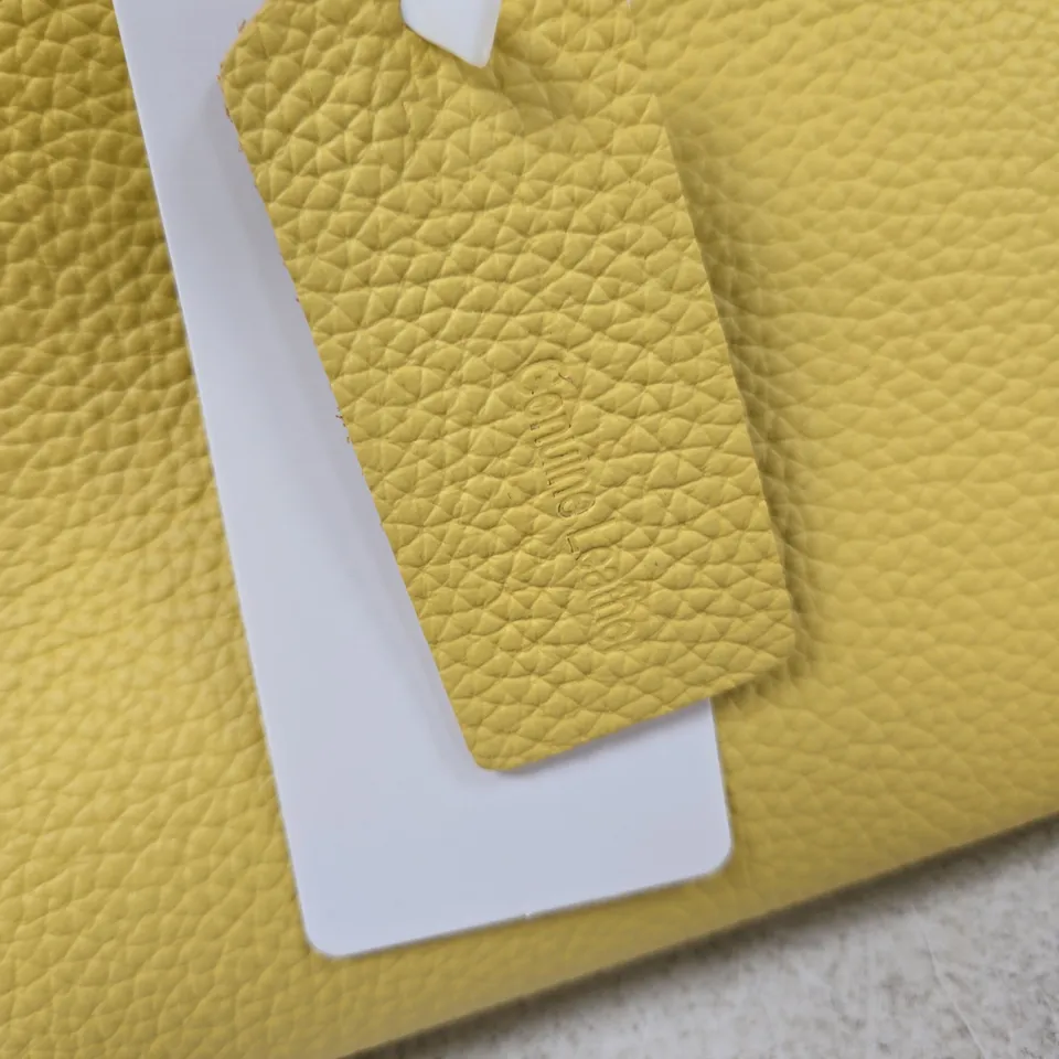 YELLOW PEBBLED LEATHER SATCHEL HANDBAG GENUINE LEATHER