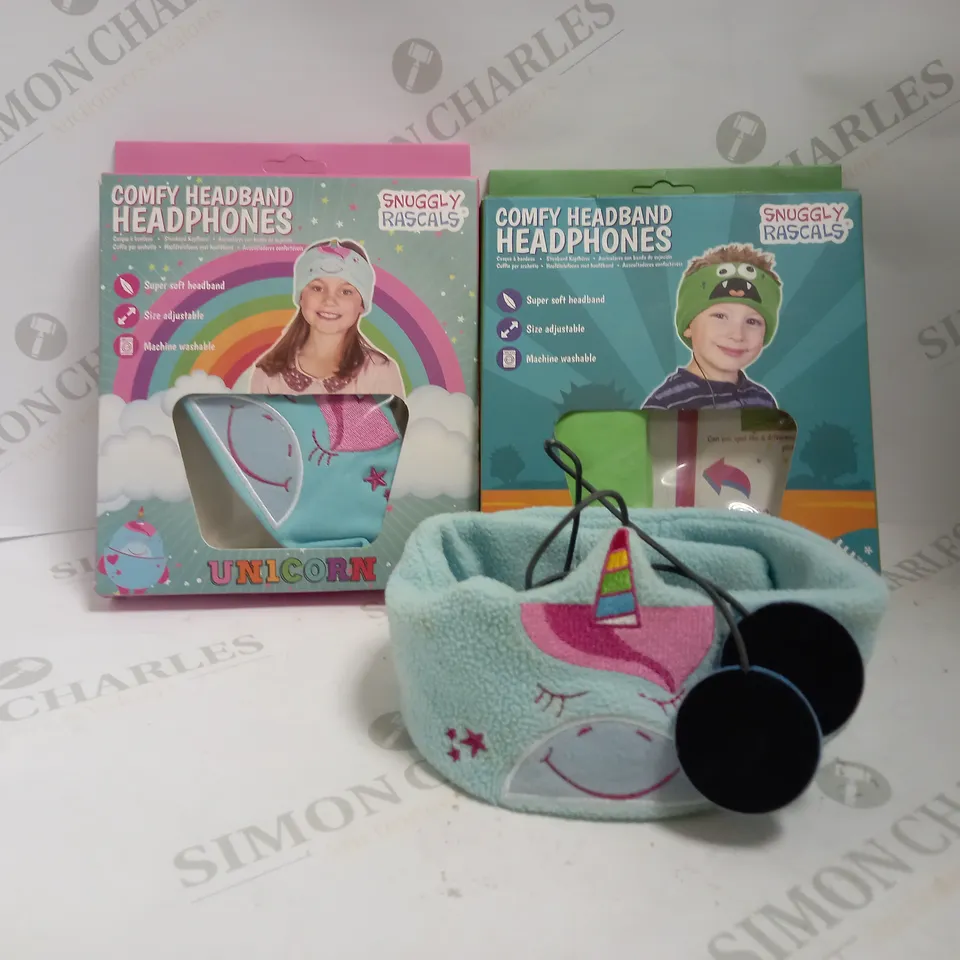 LOT OF 3 SNUGGLY RASCALS COMFY HEADBAND HEADPHONES TO INCLUDE 2 UNICORN VARIENT AND 1 MONSTER VARIENT