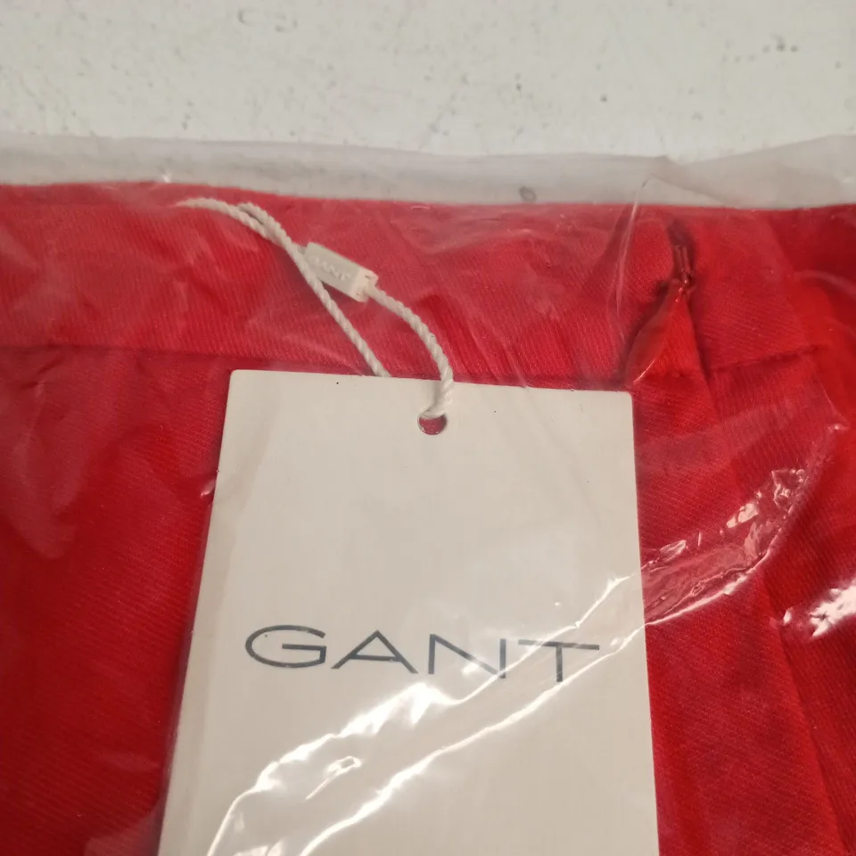 GANT FLARED LINEN-BLEND SKIRT – UK 12 (EU 40) – PERFECT RED