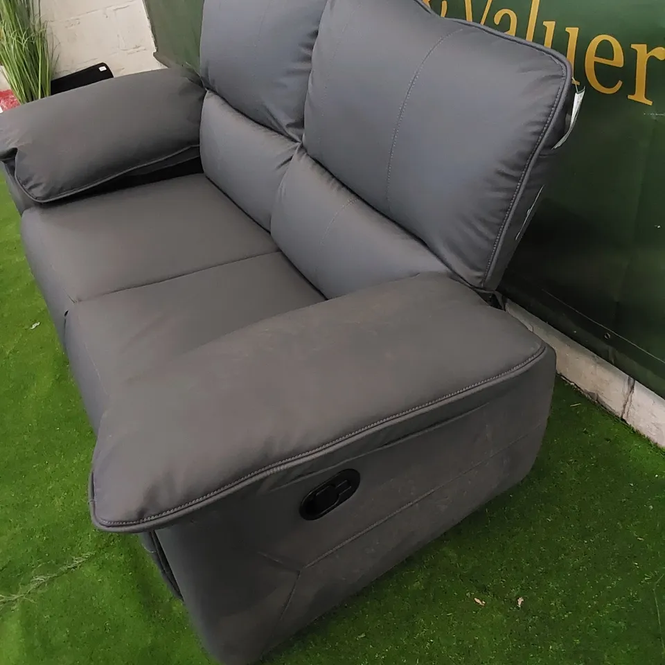 DESIGNER SEVILLE 2 SEATER MANUAL RECLINER FAUX LEATHER SOFA 