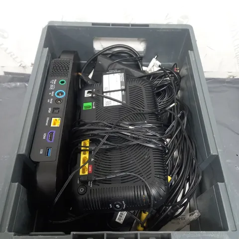 APPROXIMATELY 10 ASSORTED ELECTRICAL PRODUCTS TO INCLUDE SKY BOXES , HDMI LEEDS , ETC